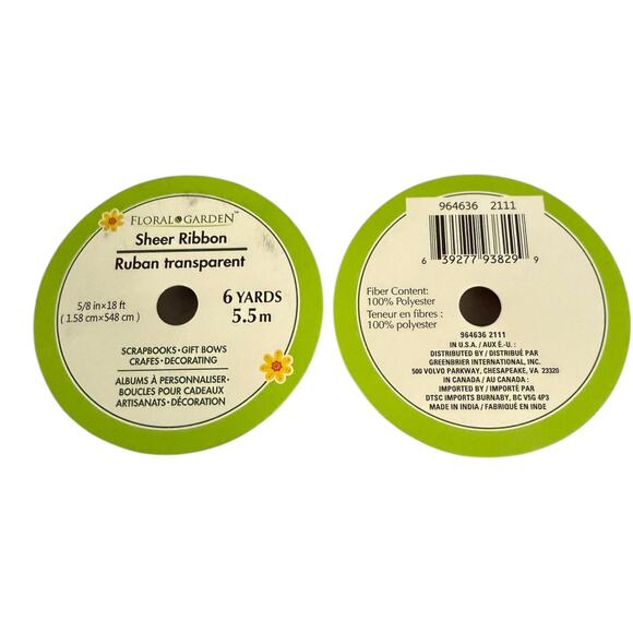 Floral Garden 2 Rolls Sheer Red Celebrate It 360 Blue Glitter Wire Ribbon - Picture 3 of 5